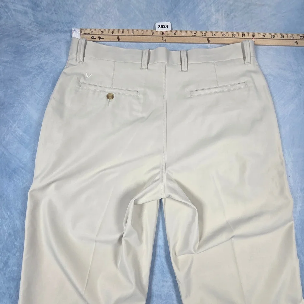 Callaway Mens Golf Pants 36x30 Beige Khaki Performance Flat Front Trousers